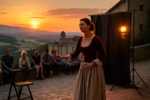 Spettacoli teatrali itineranti in Umbria: un modo diverso per scoprire la valle e i suoi borghi al tramonto