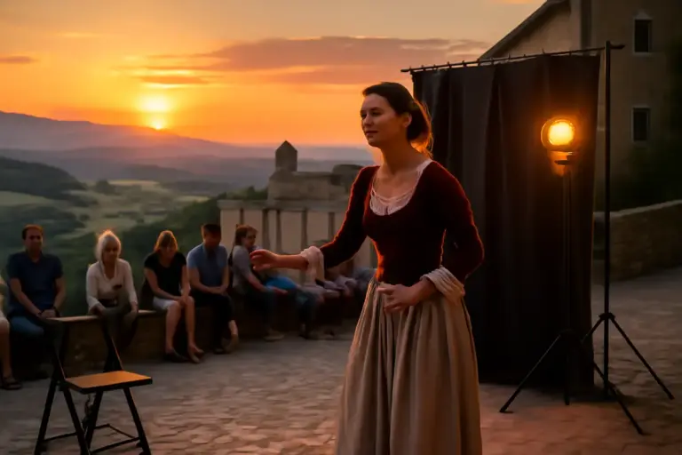Spettacoli teatrali itineranti in Umbria: un modo diverso per scoprire la valle e i suoi borghi al tramonto